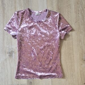 Free People Velvet Short Sleeve Tee - Pink